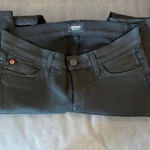 Hudson black waxed skinny jeans